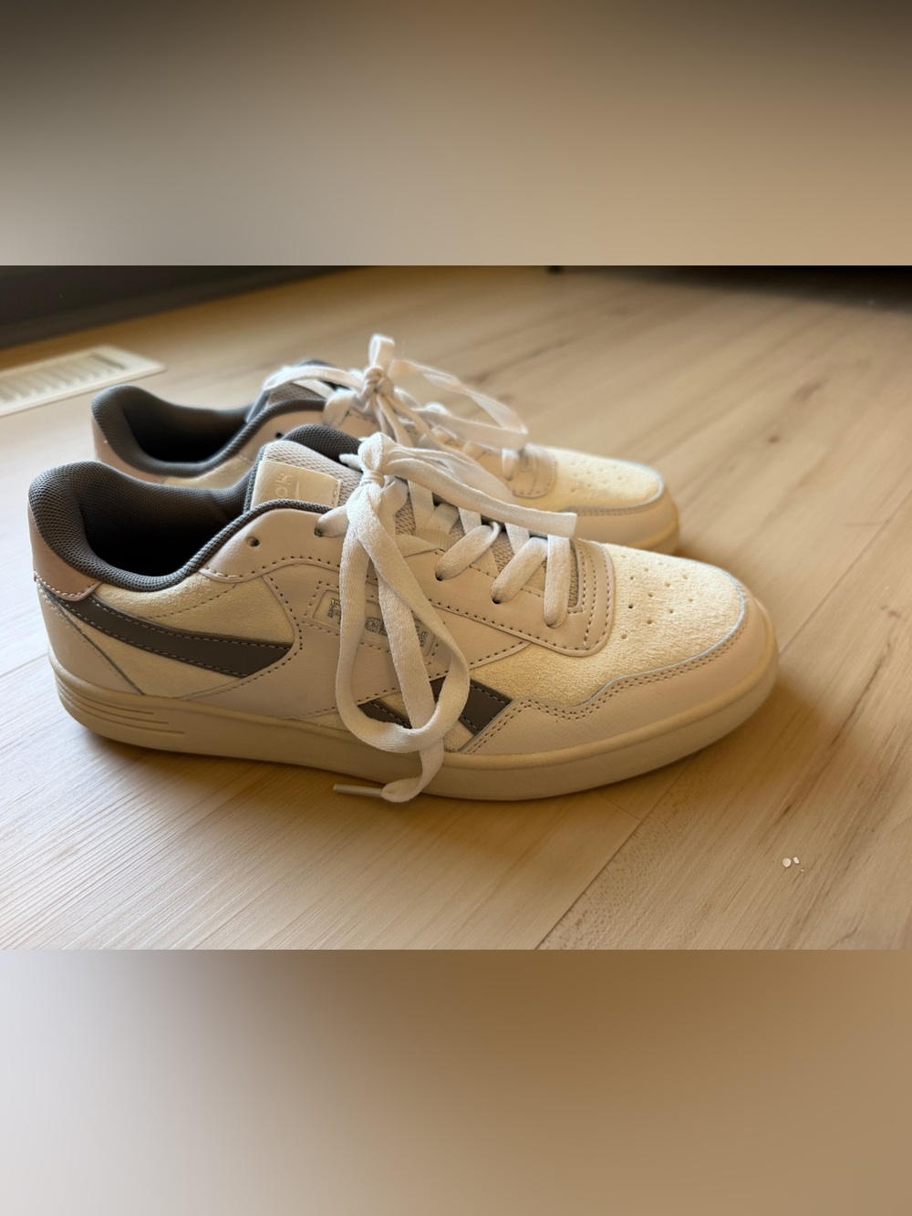 Reebok White and Gray Club C Sneakers